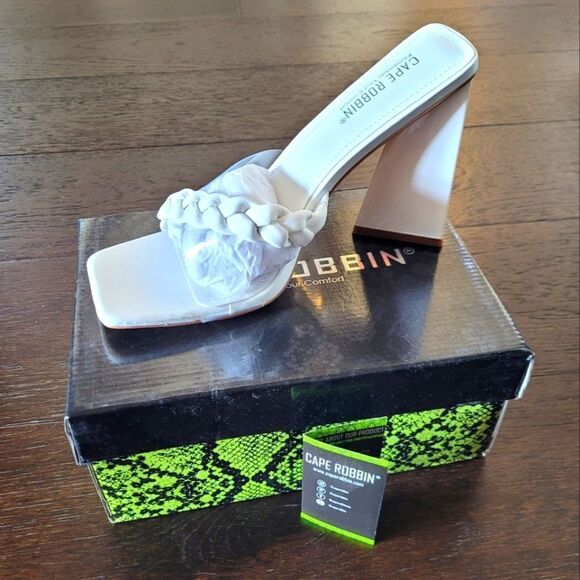 NEW Cape Robbin Castellar White Braided Open Toe Heels 10 - Picture 2 of 10